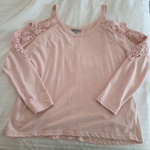 Pink Cold Shoulder Top